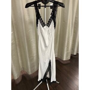 Free People Intimately Studded Lace Maxi Slip Dress - White/Black - XS